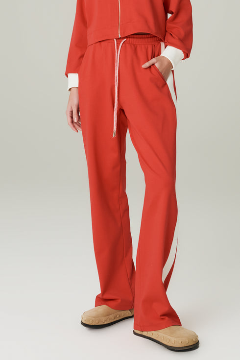CALÇA MALHA FAIXA VERMELHO/ OFF WHITE